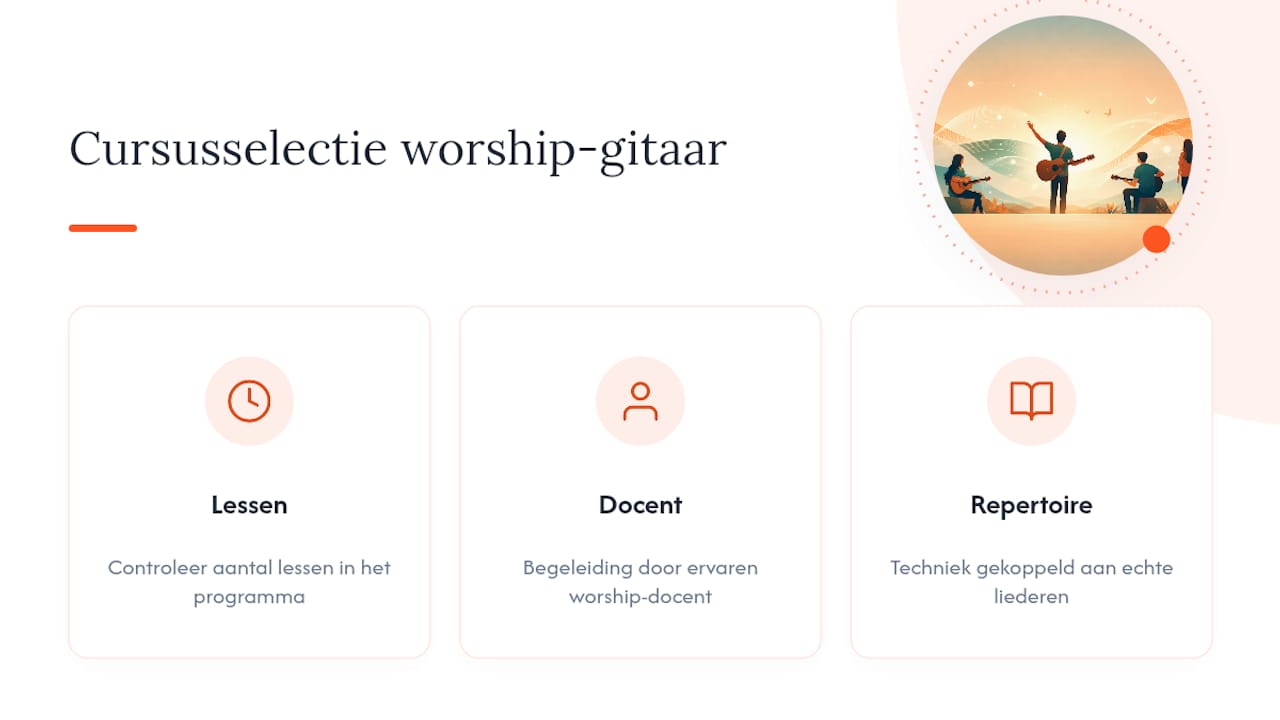 Overzicht van cursussen en lesmethodes voor worship-gitaar