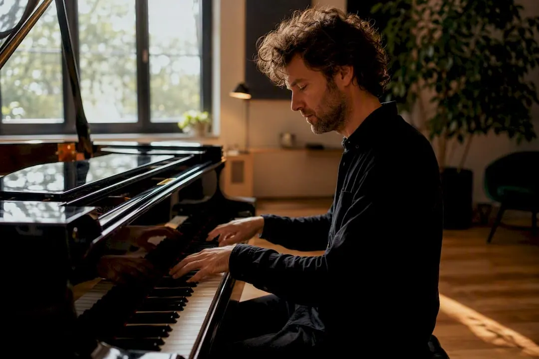 Handen bespelen pianotoetsen met dynamiek