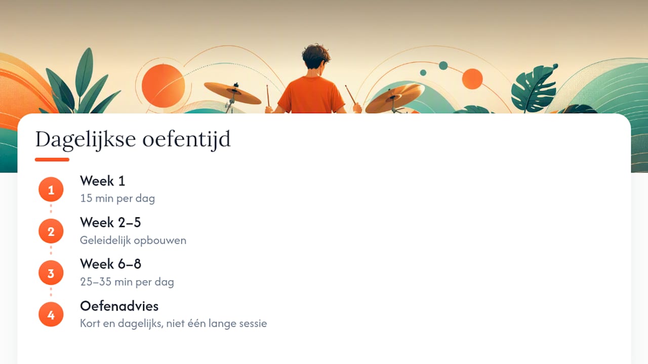 Overzicht van je drum-oefenschema voor 12 weken