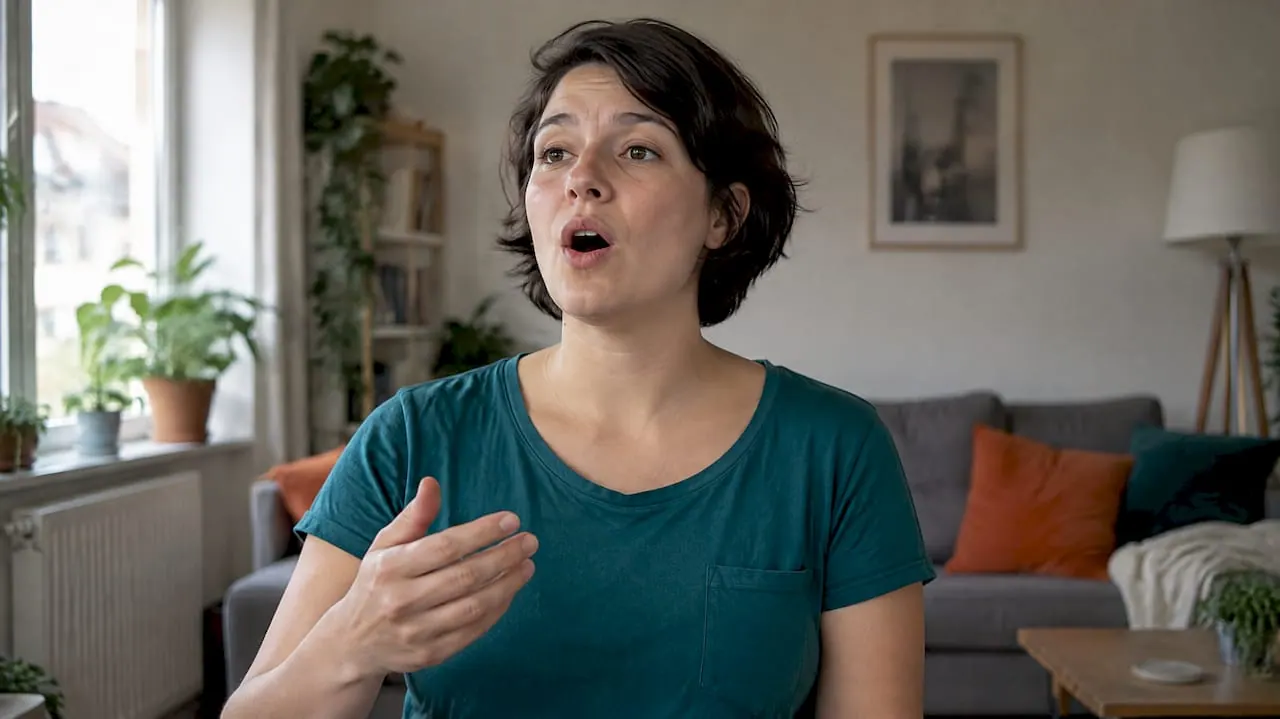 Een cursist zingt thuis een korte solfègeoefening