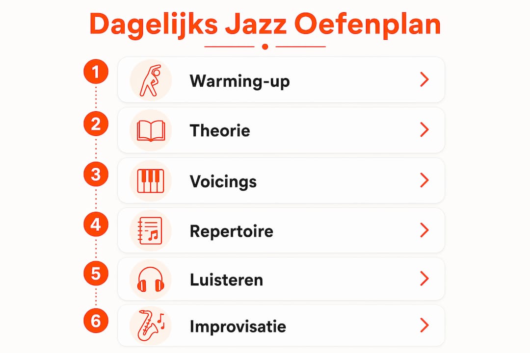 Overzichtelijke infographic: stap voor stap aan de slag met jazzpiano oefenen