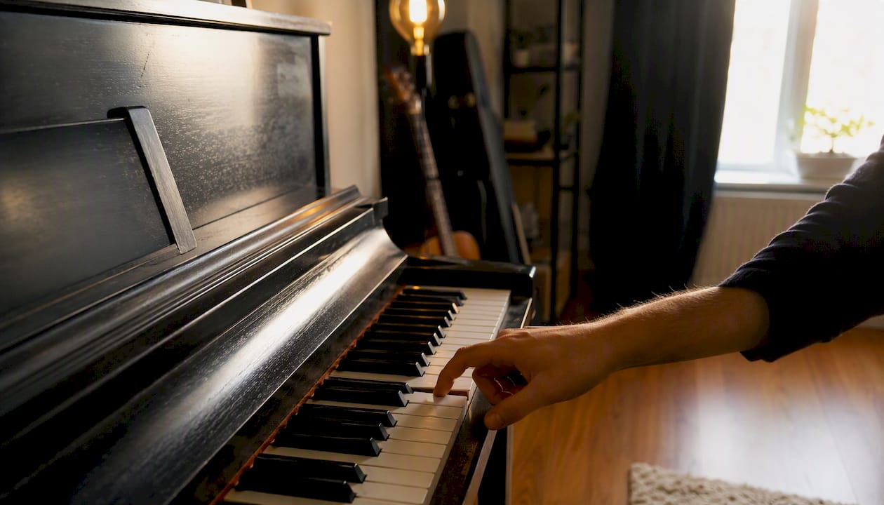 Met de rechterhand de melodie spelen op de piano